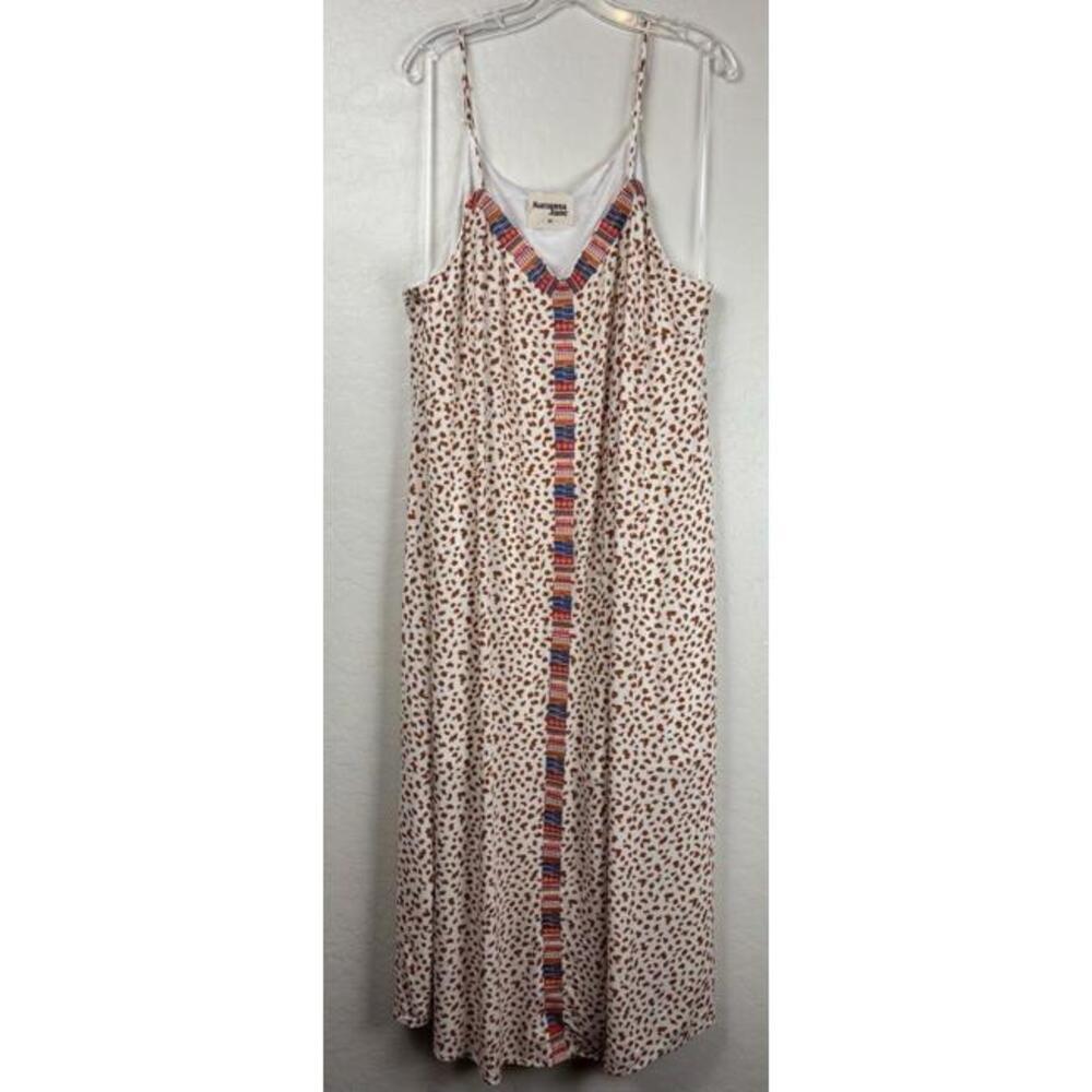 Savanna Jane‎ Womens 2X Cheetah Print Boho Embroidered Maxi Dress P94255-1